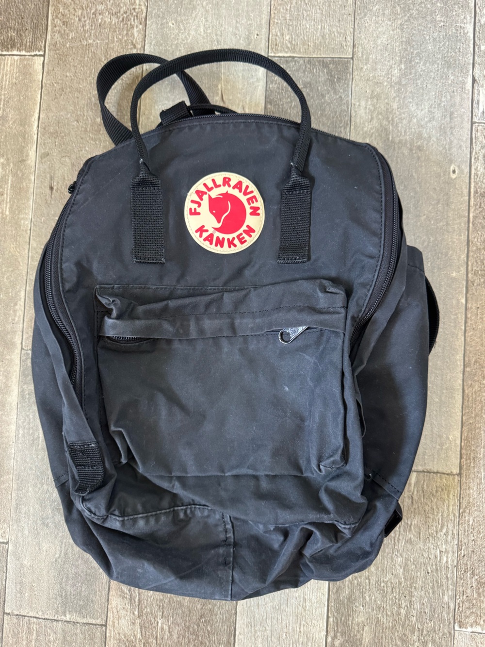 Fjallraven Kånken Black Backpack with Red Logo